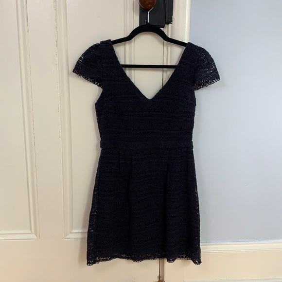 Sezane Dresses & Skirts - Sezane navy lace mini dress